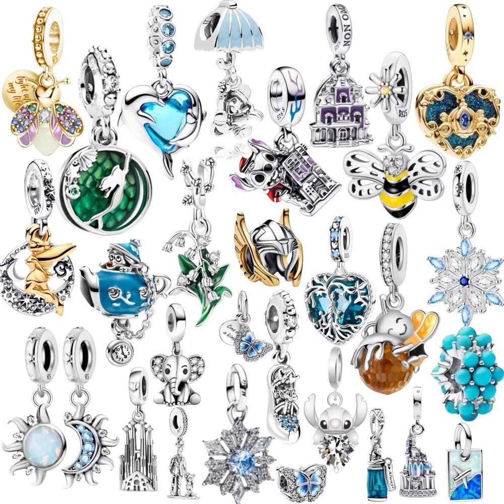 Niedlicher Cartoon Biene Elefant Schneeflocke Schloss Anhänger Hellblau Mond Stern Perle Passend Armband Halskette Kupfer Party Schmuck