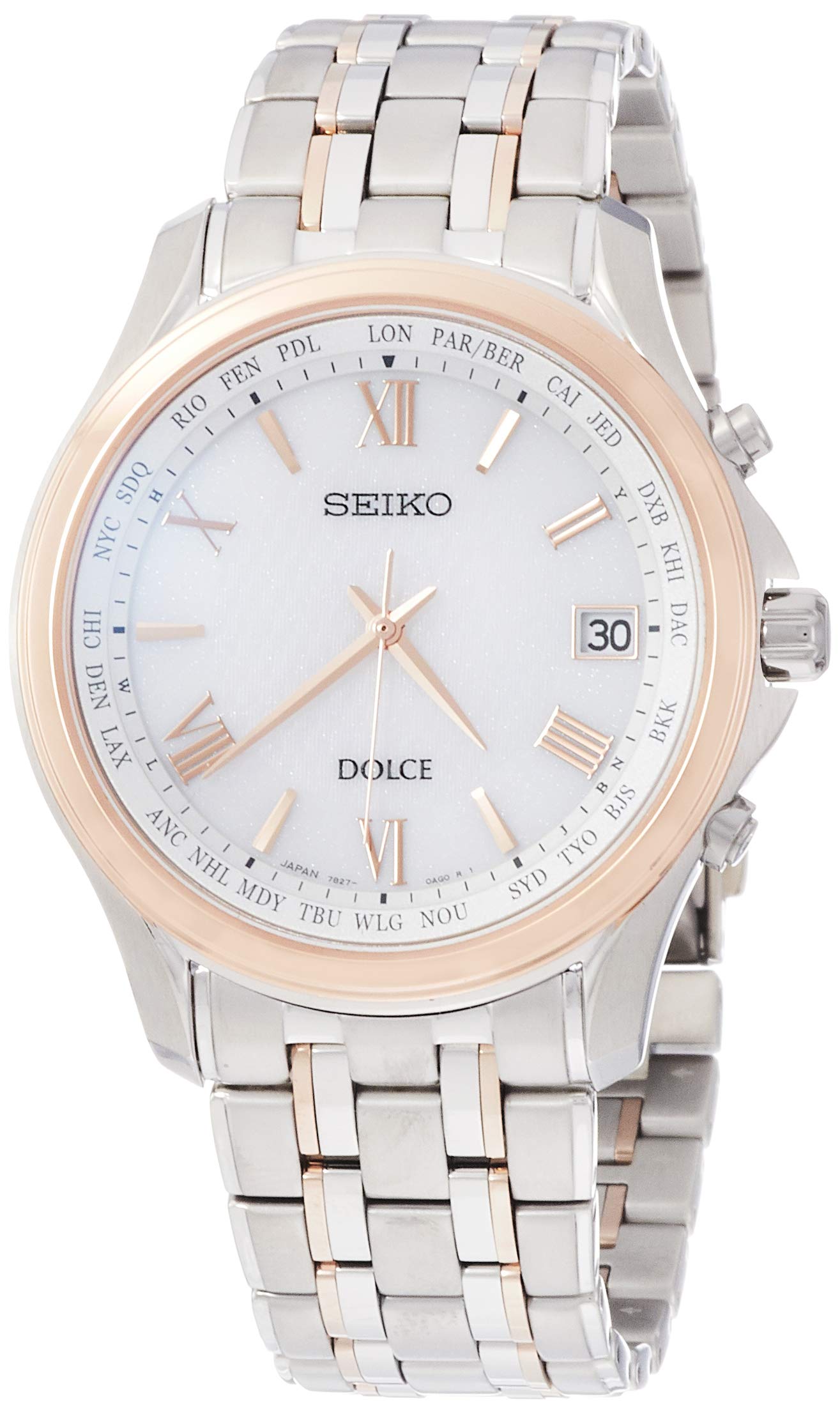 

[Годинник Seiko] Dolce Solar Radio Titanium Model Platinum Diamond Shield White Dial Curved Sapphire Glass SADZ202 Чоловіче срібло