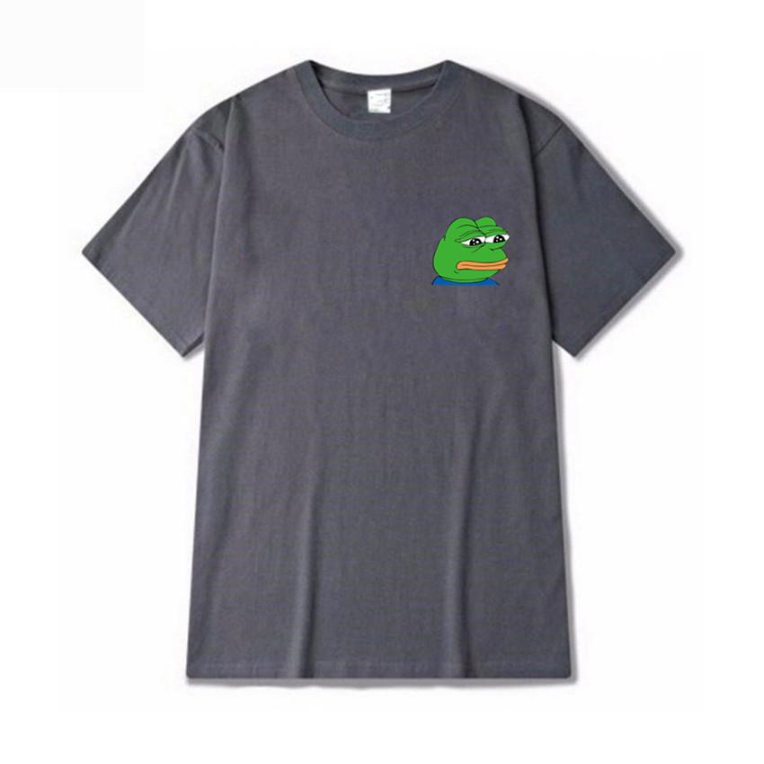Summer Men T-Shirt Sad Frog Mens Clothing Printed Funny T Shirts Casual Short Sleeve Tops Cotton Tee Shirt For Man Loose Tshirt