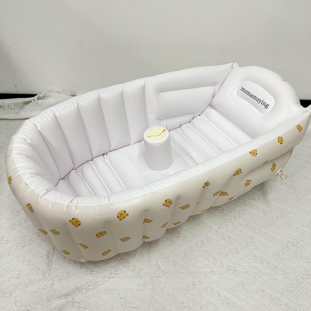 Cartoon Bear Inflatable Baby Bath Tub: Portable Infant Bathtub for Bathing and Playtime