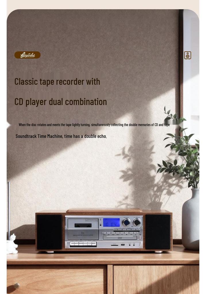 Bluetooth Retro Cassette CD Player with Harman-Quality Sound and High-Power Speaker