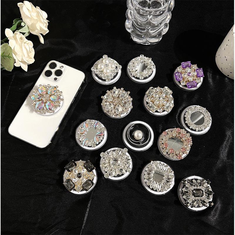 Magnetic Mobile Phone Airbag Bracket Magsafe Desktop Retractable Rhinestone Light Luxury Gemstone Pearl Lazy Ring Buckle