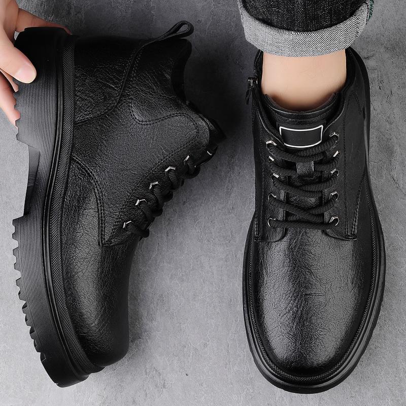 New Autumn Mens Ankle Boots High Top Fashion Shoes Outdoor Sneakers Leisure Comfortable Motorcycle Boots Soft Male Lace-Up Botas