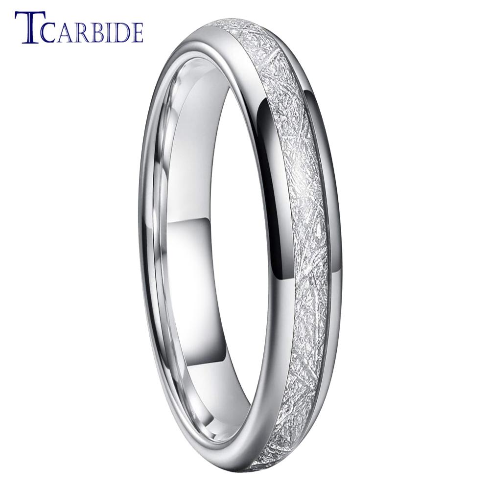 4MM 6MM 8MM Men Women Tungsten Engagement Wedding Band Bright Meteorite Inlay Valentine's Day Gift Jewelry Comfort Fit