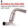 Motorcycle Exhaust Tailpipe for 125, 250, 390 DUKE & RC390 (2017-2020)