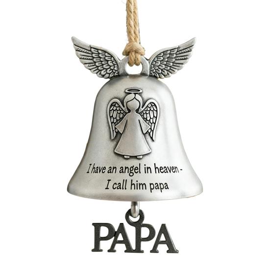 Christmas Bell Ornament Collectible Holiday Angel Wing Bell Engraved Christmas Pendant Memorial Decoration