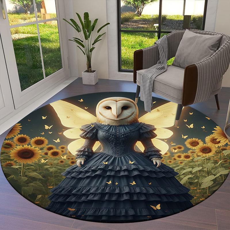 SunflowerFairy Round Area Rug,Carpet Rug for Living Room Bedroom Sofa Playroom Decor,Non Slip Floor Mat