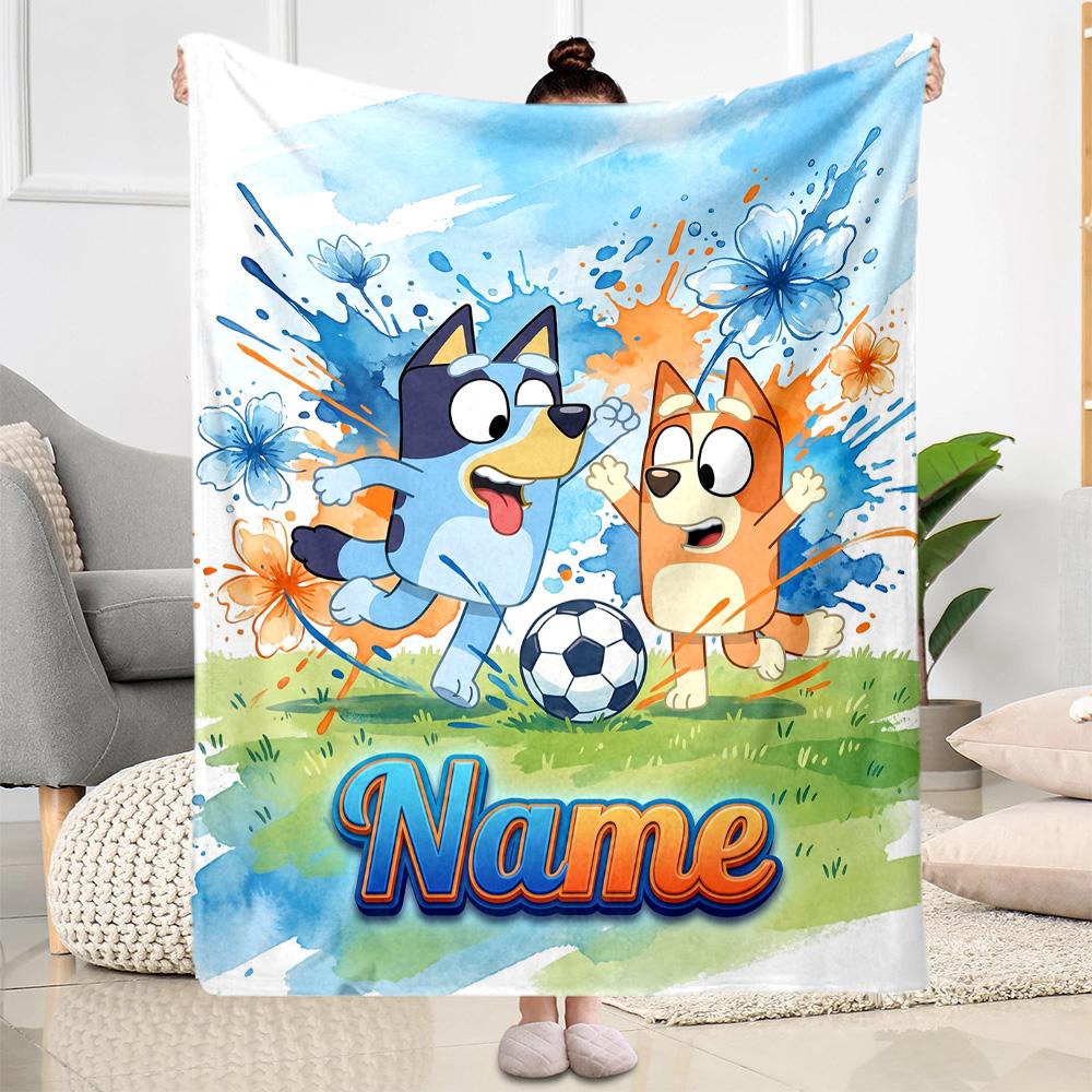Christmas Soccer Fun Personalized Name Blanket Throw Personalized Blanket Soft & Cozy Perfect for Bedding Office Office Chair Home Decor