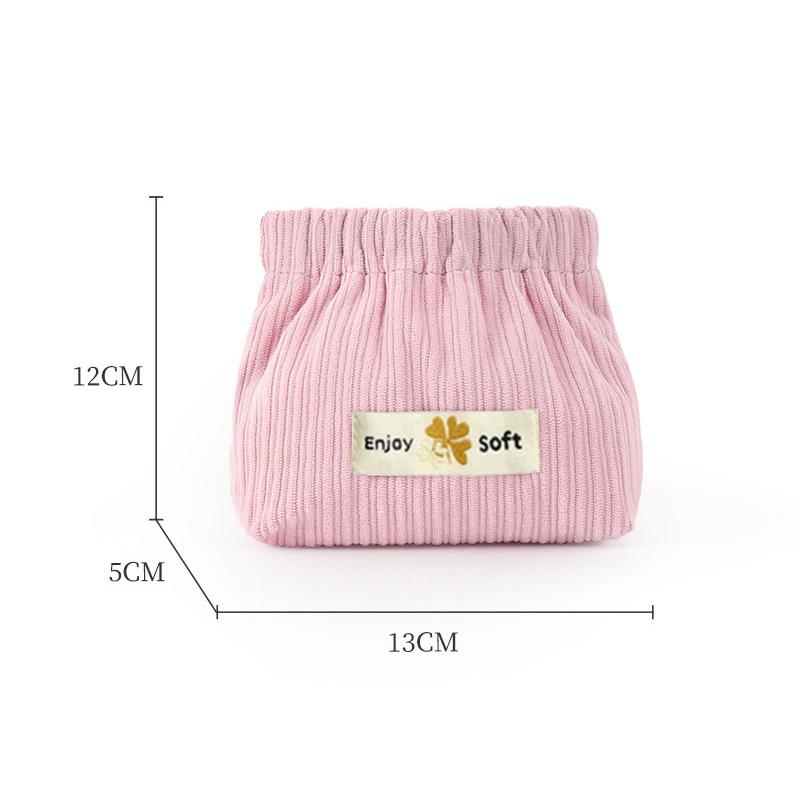 1Pc Corduroy Clover Storage Bag Handheld Bag Bullet Storage Bag Lipstick Cosmetics Storage Bag Convenient Mini Wallet