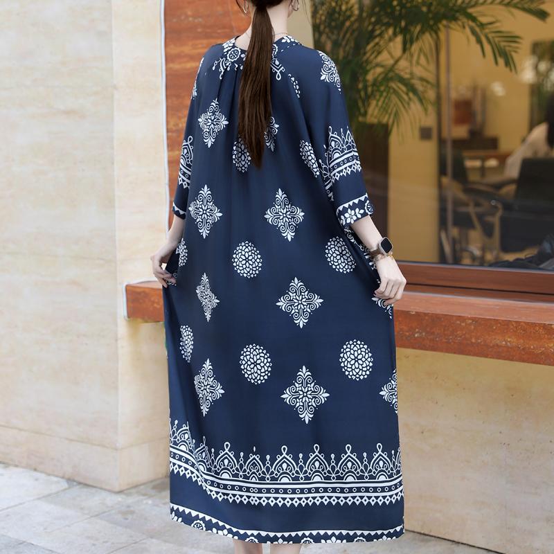 Women's Plus Size Boho Printed Maxi Dress – Oversized Summer Dresses with Pockets