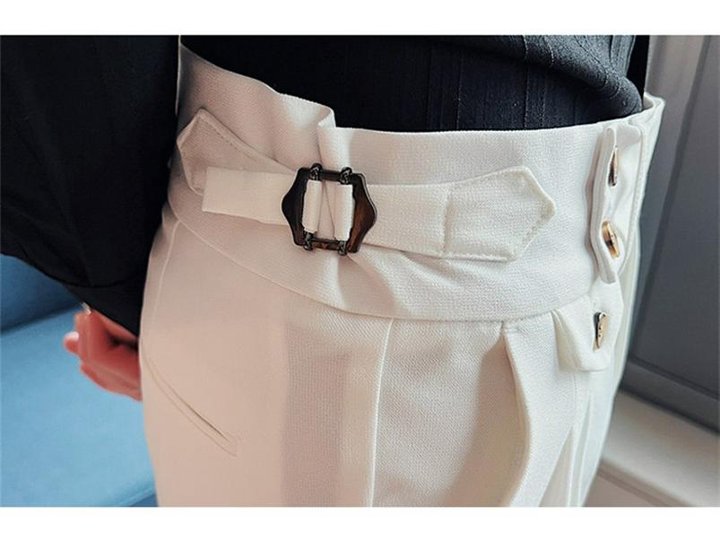 Men's Korean Style High-Waisted Straight Casual Trousers - Fashionable and Trendy Naples Design.