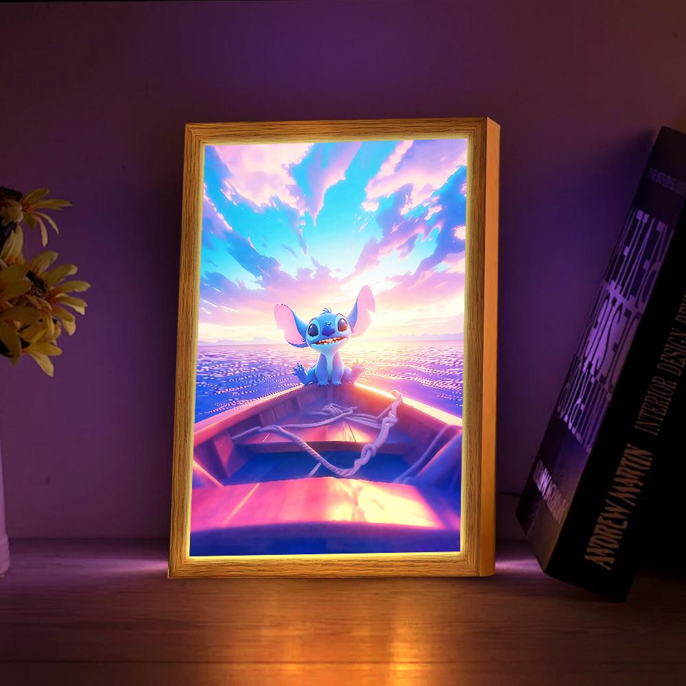 Anime Lampen Stitch Lichtmalerei Fotorahmen LED Nachtlicht Kinderzimmer Wand Nachttisch Dekorieren Weihnachtsgeschenke Mondlampe