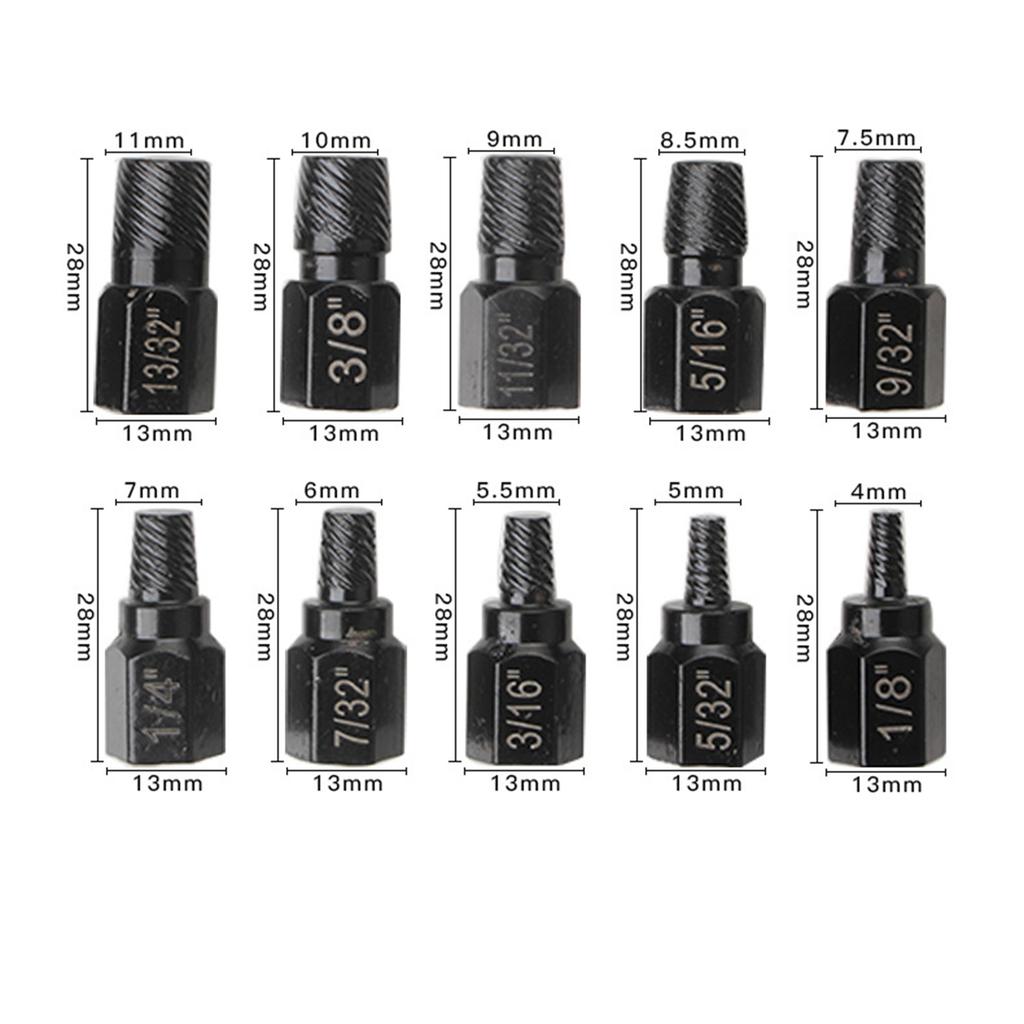 10 Piece Damaged Screw Extractor Set Easy Out Stripped Screw Remover For Rust Damaged Studs Bolt Remover Out