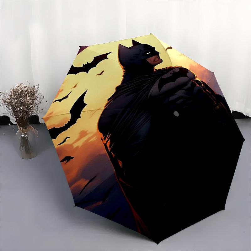 1pc Batman Night Automatic Folding Umbrella - Compact 8-Rib Design, Durable Plastic & Iron1297L
