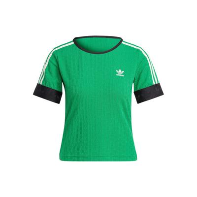 adidas Originals Adicolor 70s Retro Series Brand Logo Print Stripe Casual Crew Neck Short Sleeve T-Shirt Women Tops Green IK7844