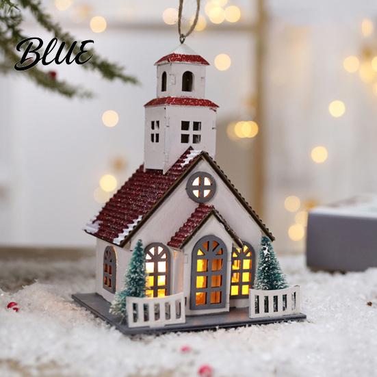 Winter Wonderland Room Decor Christmas Village House Decoration Light Up Snow Scene Mini Illuminated Miniature Figurine Rustic Holiday Tabletop