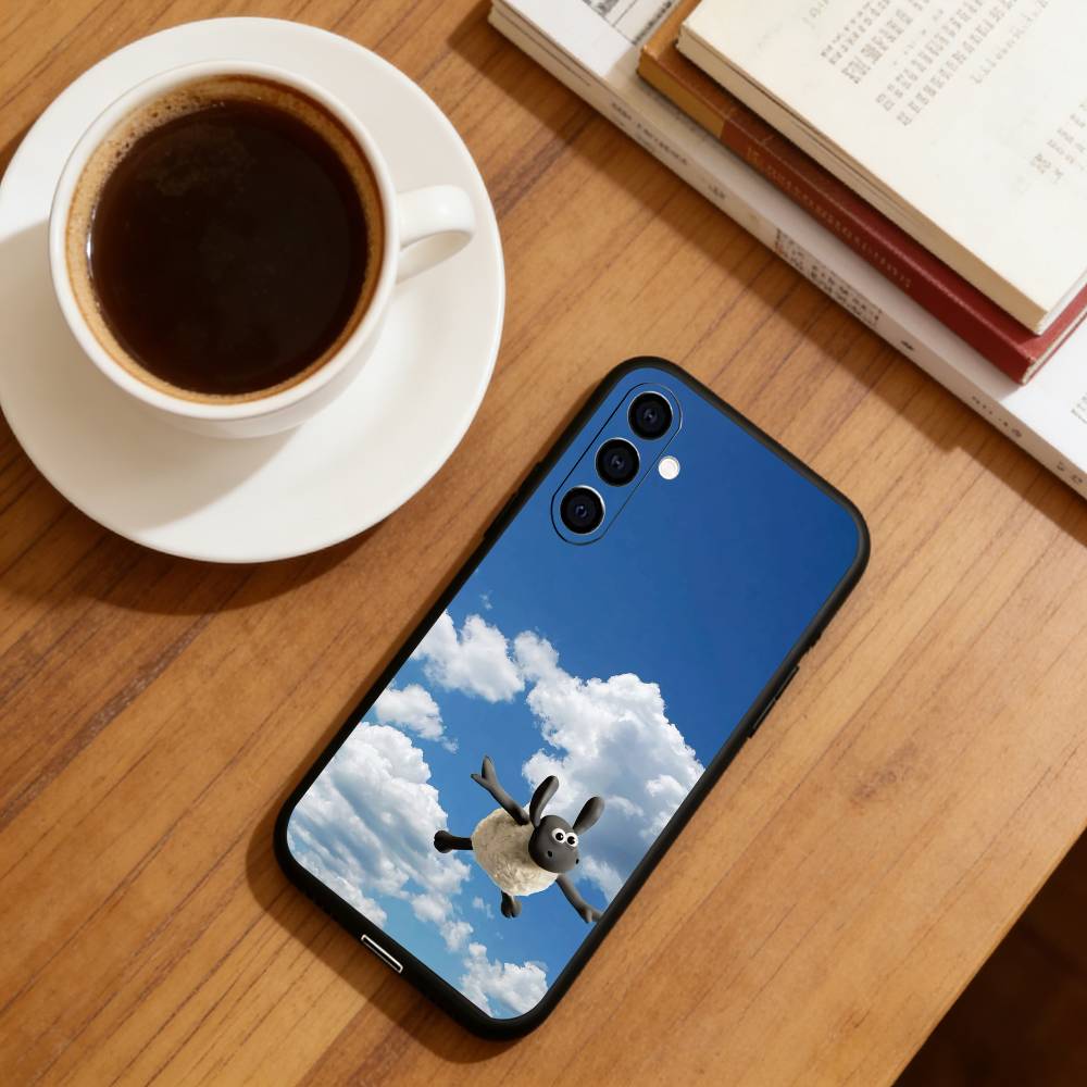 Shaun the Sheep Phone Case For Samsung Galaxy A73,A72,A71,A70,A53,A52,A51,Soft Silicone Black Cover