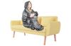 Gray Tv Poncho With Hoodie - Fur Trim, Warm, Long Sleeve, Large Pocket