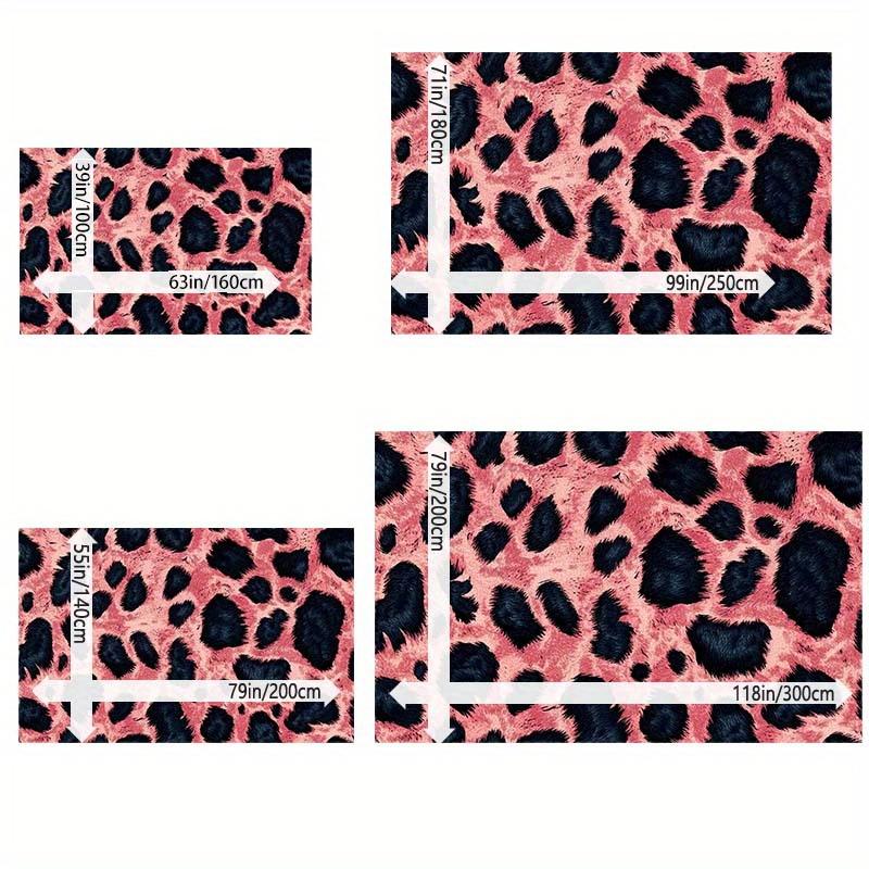 Plush Pink Leopard Print Area Mat Non Slip Backing Machine Washable Soft Velvet Bohemian Style Living Room Bedroom Dining