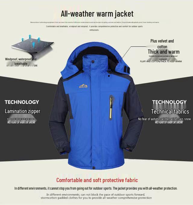 Herren Winter Fleecegefütterte Winddichte Baumwolljacke mit individuellem Logo