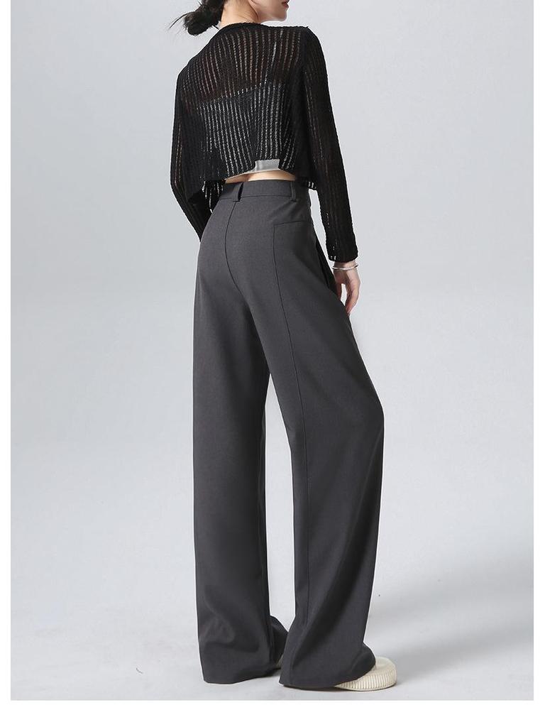 Women's High-Waisted Gray Wide-Leg Trousers - Spring/Autumn 2025 Collection