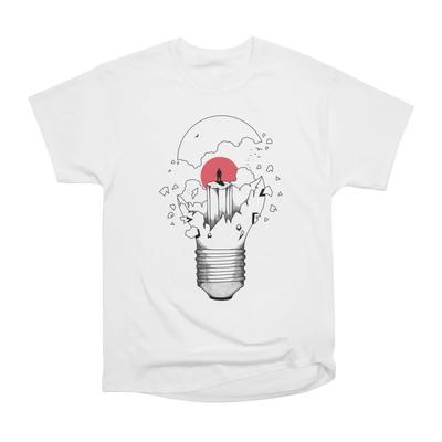 Men Casual Shirts Short Sleeves BREAK THE LIGHT White Tees Oversized T-shirts