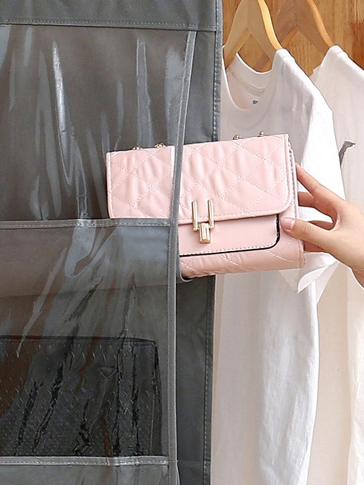 Handbag Hanging Storage Bag Storage Hanging Bag Non-Woven Multi-Layer Wardrobe Storage Dustproof Double-Sided Storage Bag