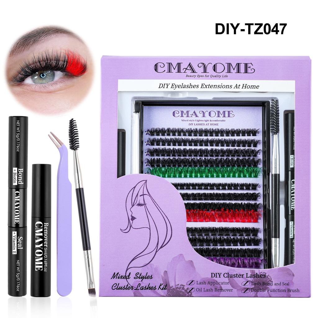 Dense Single Cluster D Song False Eyelashes Set 8-16Mmdiy Segmented Colored Multi-Haired Eyelashes