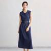 INMAN Women's Lyocell Cotton A-Line Denim Dress with Belt