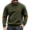 Men's Casual Oversized Solid-Color Outdoor Fleece-Lined Patchwork Zipper Stand-Up Collar Sweatshirt