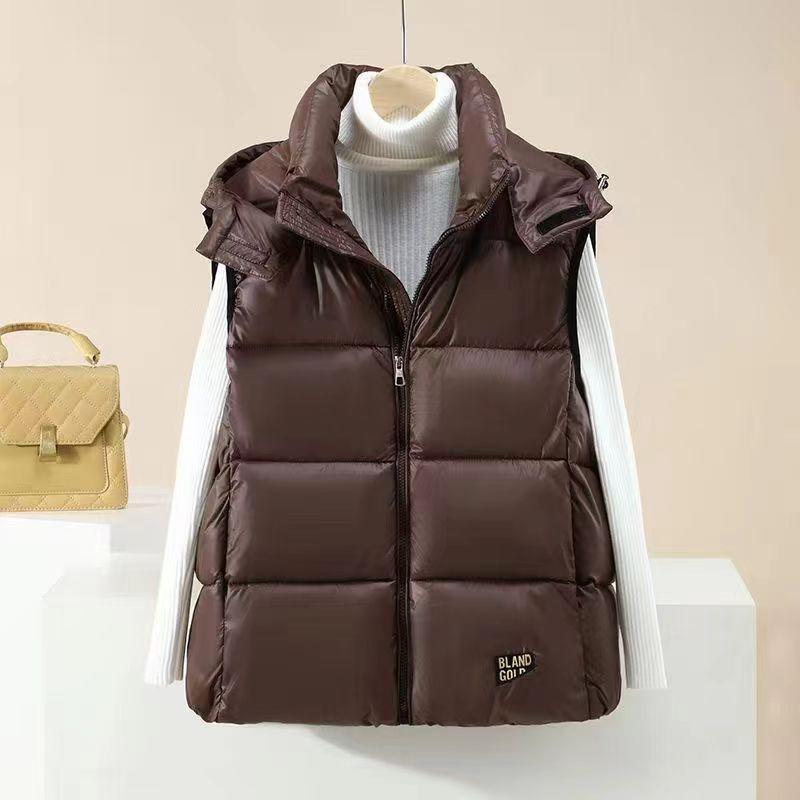 Internet Celebrities Black and Gold Down Cotton Live Hat Vest Men and Women Wear New Autumn and Winter Thickened Warm Vest