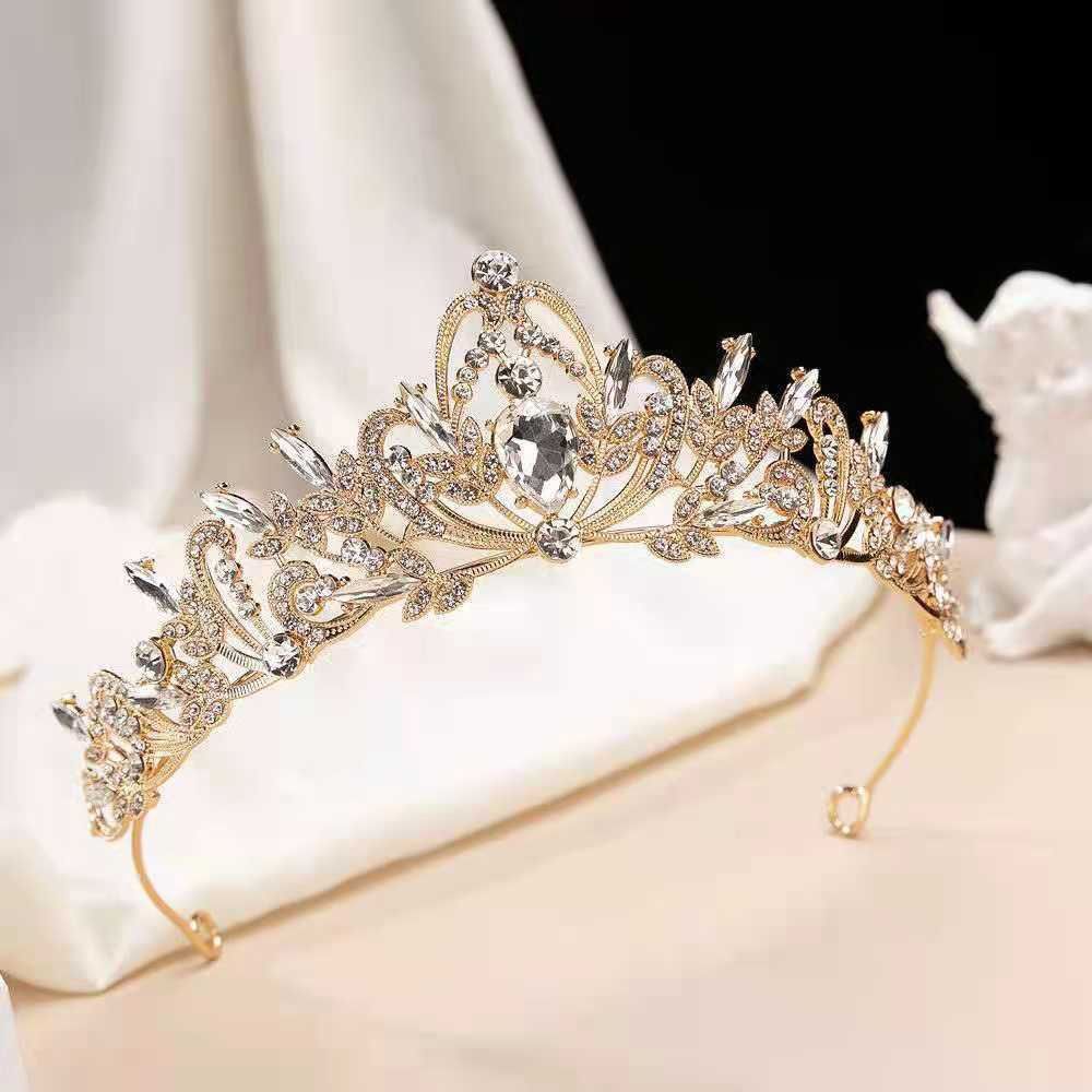 Rhinestone Crystal Zinc Zinc Alloy Queen Tiara Bride Crown Korean Style Headband Women Hair Accessories