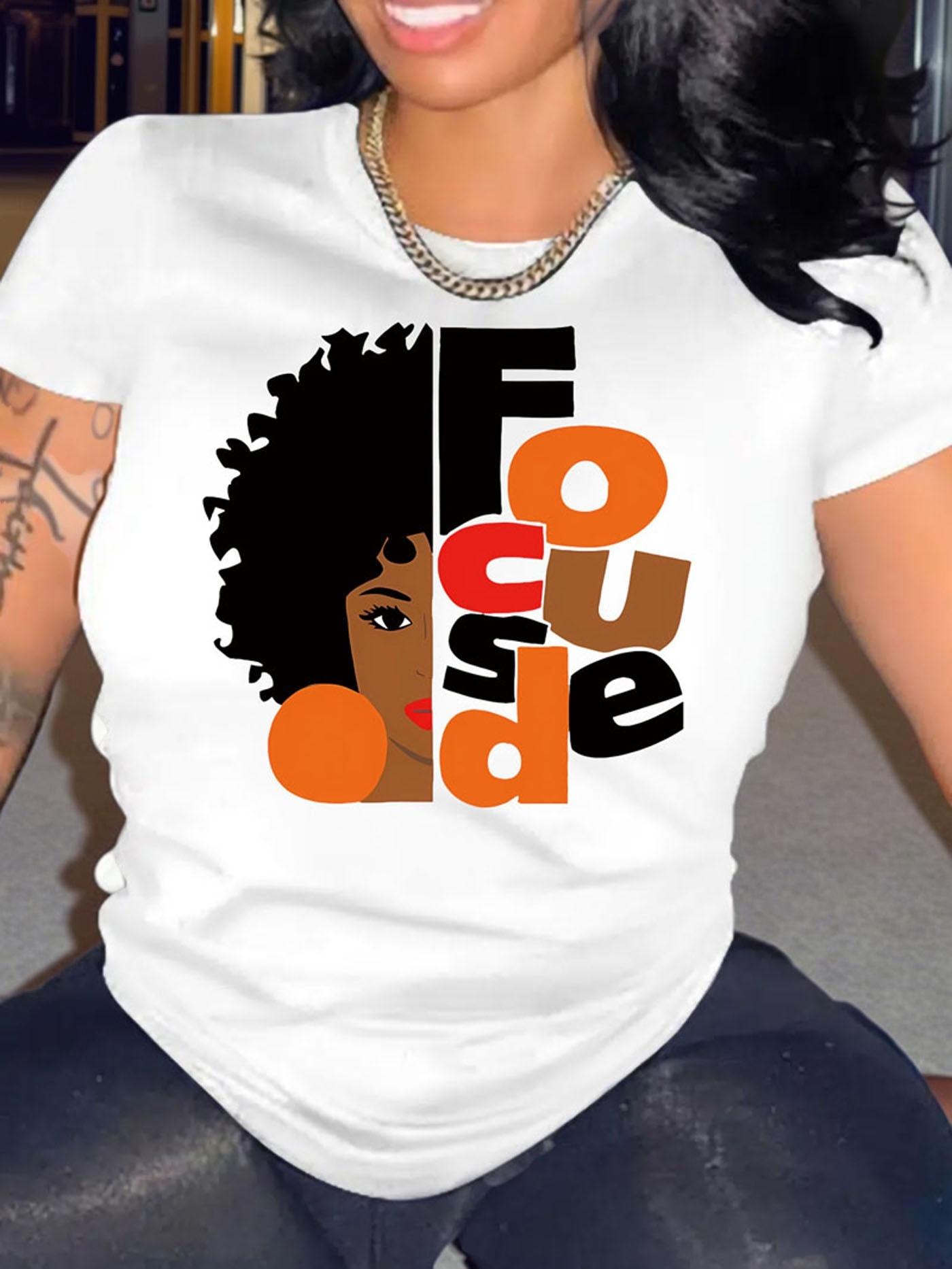 Black Woman Focus Graphic T-shirt S