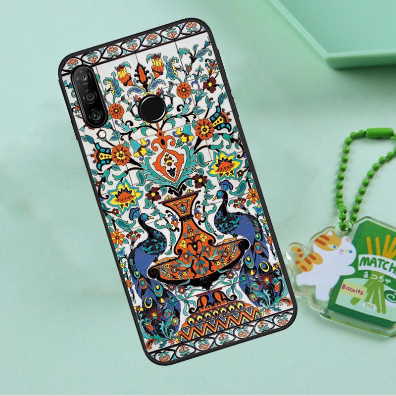 Ancient Floral Tiles For Huawei Nova 8i 11i 12i 12s 9 10 SE Y90 Y60 Y70 Y72 Y61 Y91 P20 P30 P40 Lite P60 Pro Case