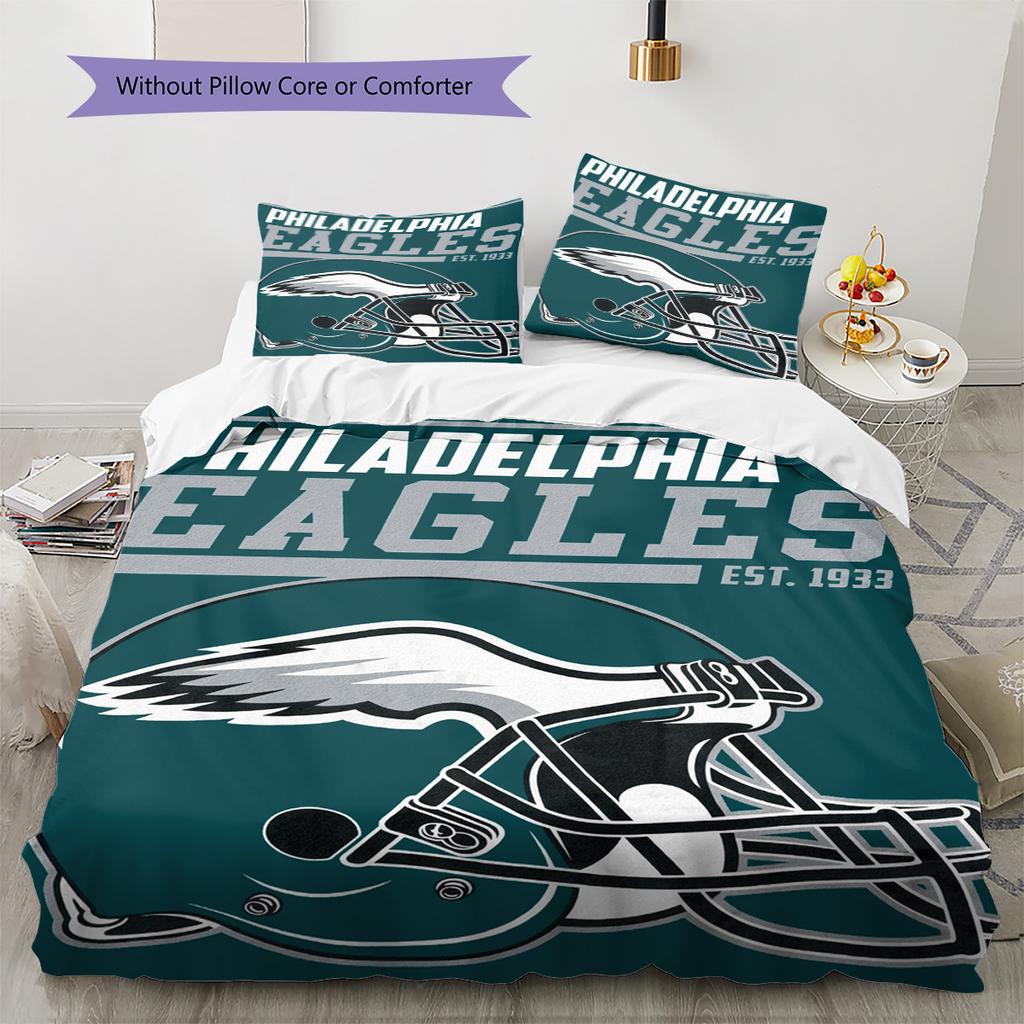 Set Biancheria da Letto con Fantasia Philadelphia Eagles Copripiumino Federa Decorazione per la Casa Regalo (1 * copripiumino + 2 * federa, senza nucleo)