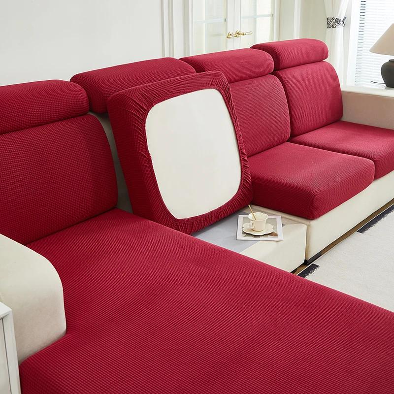 Jacquard Elastic Sofa Cushion Slipcover Adjustable Non-slip Sofa Seat Cover for Living Room Bedroom