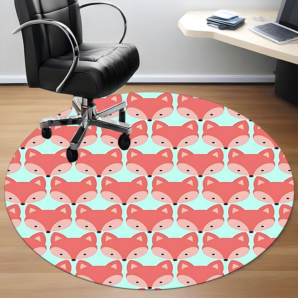 1pc Fox Pattern Chair Carpet for Office Non Slip, Machine Washable Rug for Office, Room Holiday Decor for Christmas, Birthday Polyester