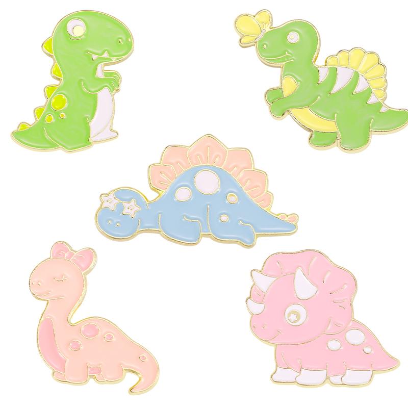 

5-6 pcs/set Dinosaurs Park Enamel Pins Butterfly Hedgehog Frog Brooches Lapel Badges Animal Plant Jewelry Gift for Kids Friends