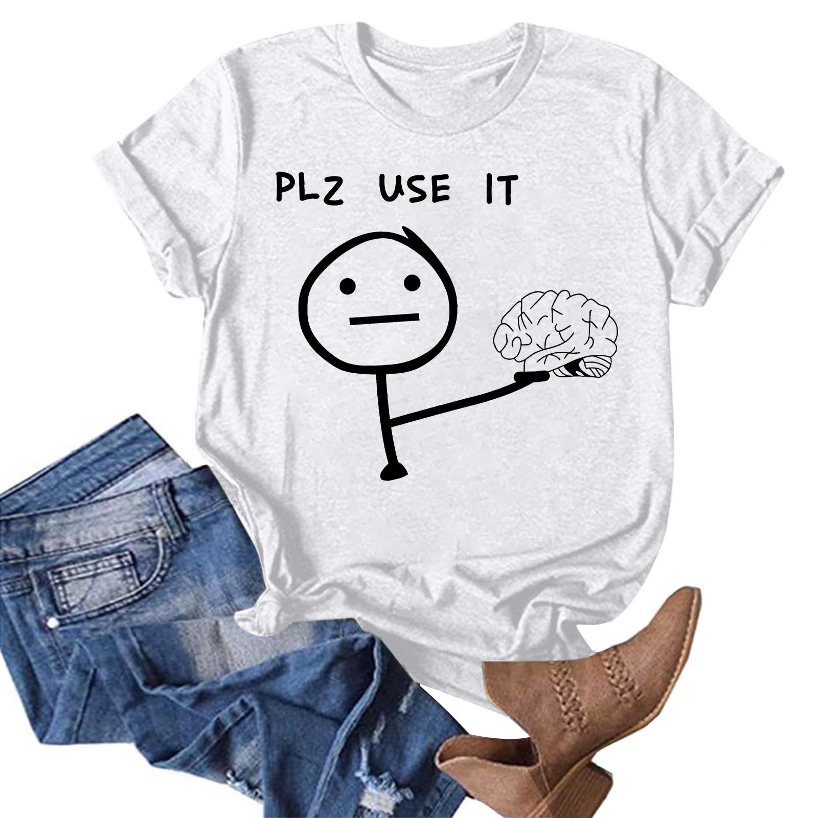 

Жіноча модна повсякденна літня зручна блузка з круглим вирізом і коротким рукавом з принтом XL білий