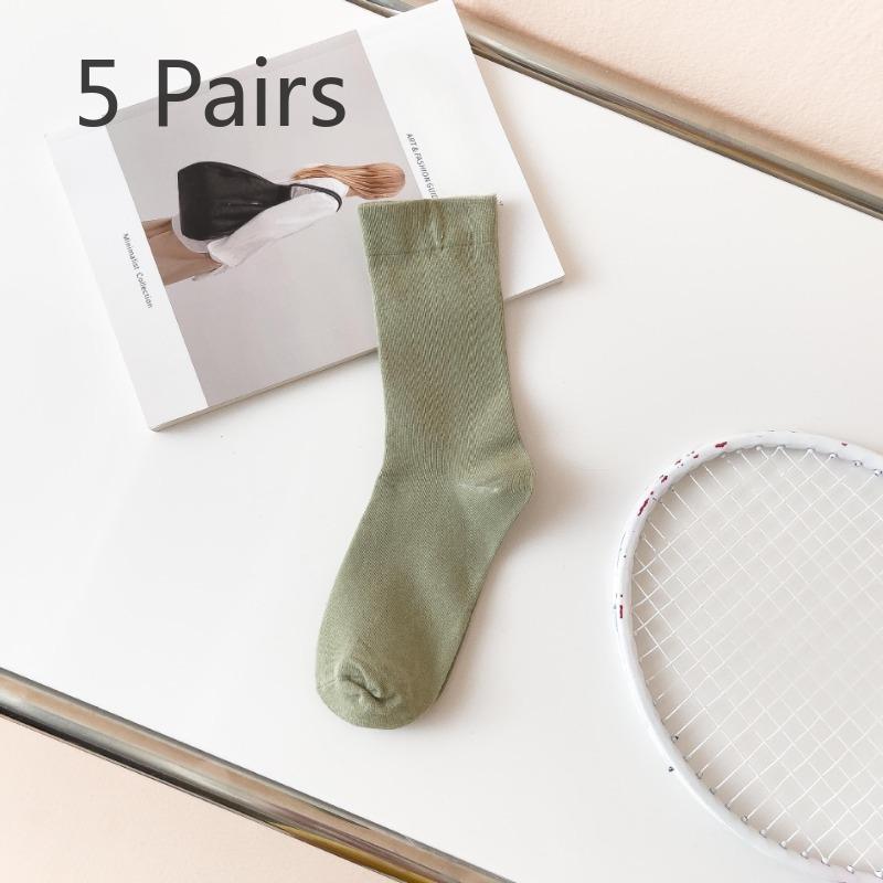 5 Pairs of All Cotton Long Stack Socks for Women In Autumn and Winter