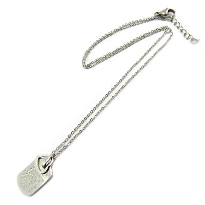 [P4595] - Silver 'Love' Steel Necklace (la Vie En Rose) - 13x10 Mm