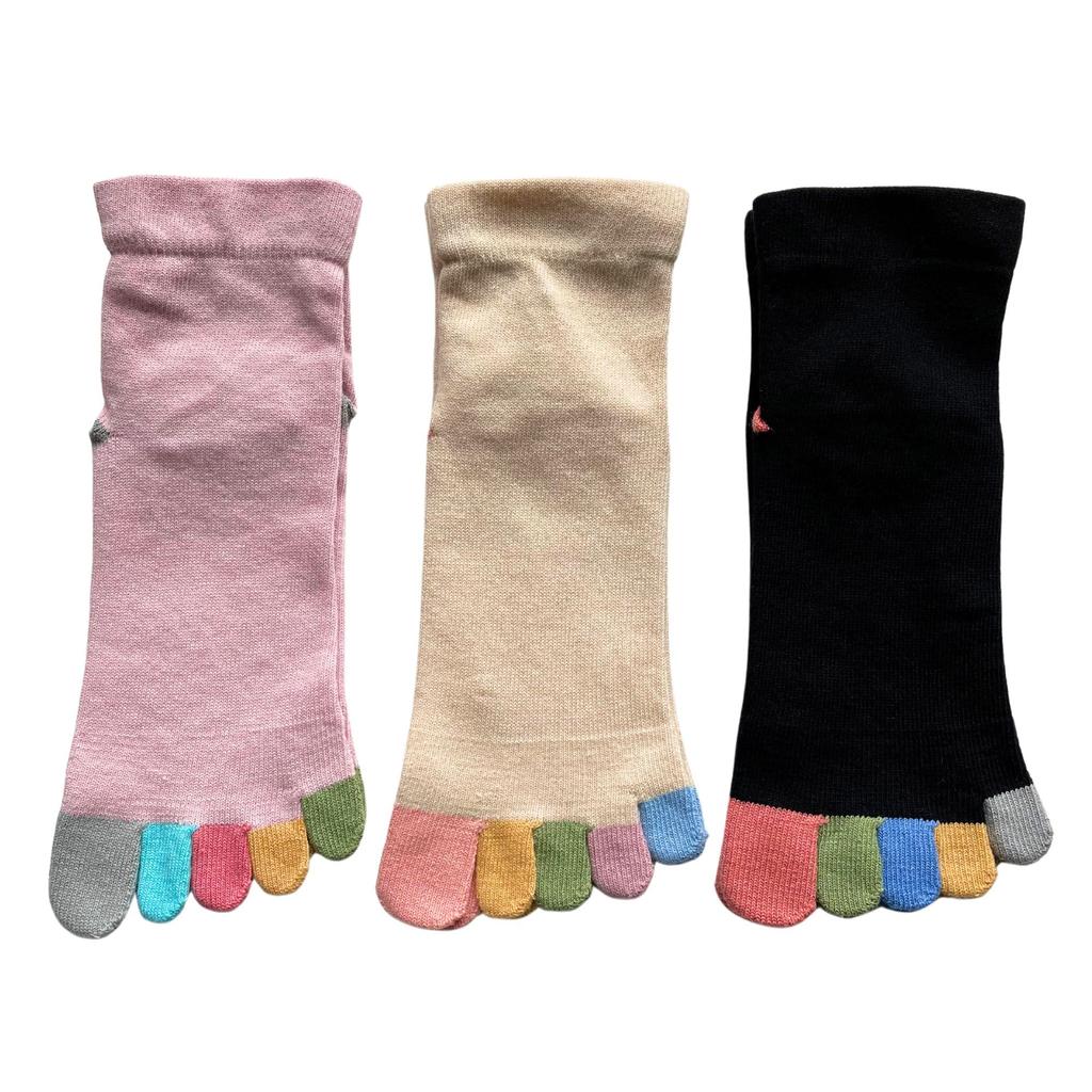 Mode Select Sports 3 Yoga Loose Elastic Cotton Outer Set Women's Five-Toe Socks, Socks, Pairs, Non-Slip, Socks, Fit, Cuffs, 100% Thread, 3-Pair