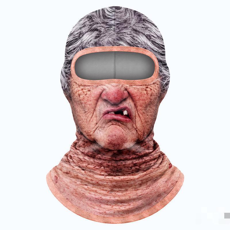 Смешная Маска-Балаклава для Старика с 3D-Печатью, Реалистичный Шлем на Все Лицо, Защита от Пыли для Езды на Велосипеде, Катания на Лыжах, Хэллоуина, Розыгрышей