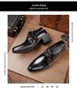 Men's Large Size Pointed Toe Leather High Heel Shoes - European American Fashion Rivet Cuban Style for Business and Casual Wear