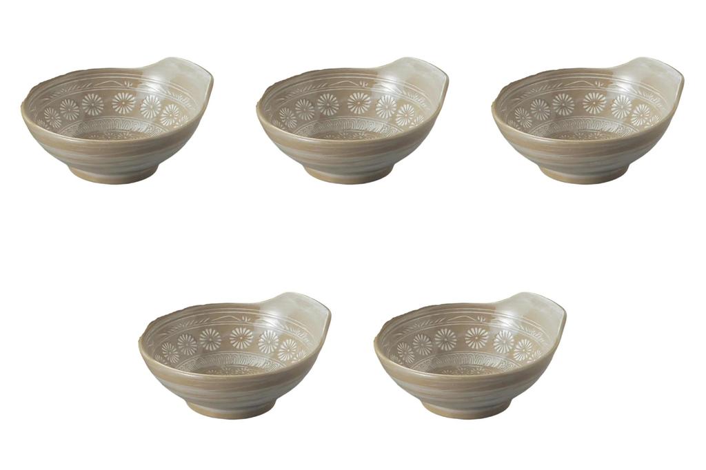 Set of 5 Drinking Water Cups X X Banko Ware Earthenware Banko Setomonohonpo Kyo-Mishima [13.5 12.3 5.7 Cm] Pots, Ware,