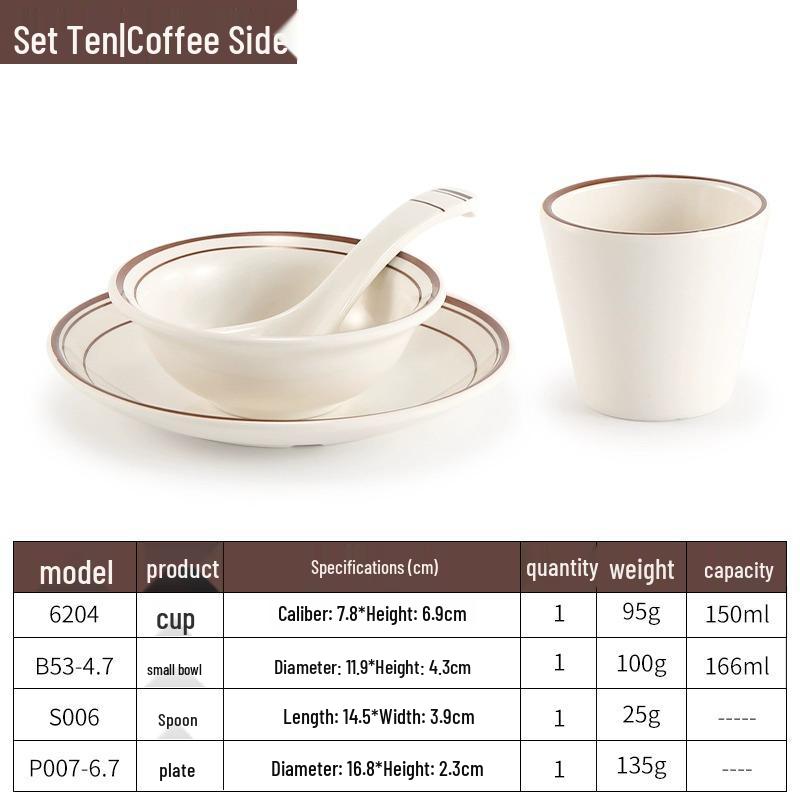 Melamine Four-Piece Table Set: Imitation Porcelain Plastic Bowls & Plates for Restaurants and Hotels