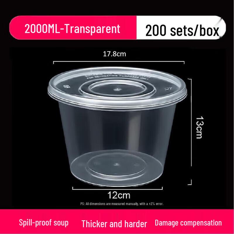 ZLIII Disposable Round Transparent Plastic Food Container with Lid