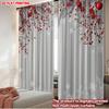 2D Flat Printing 2pcs Merry Christmas Trendy Curtains Christmas Red Berries Snowflakes Digital Printed Polyester Drapes Holiday