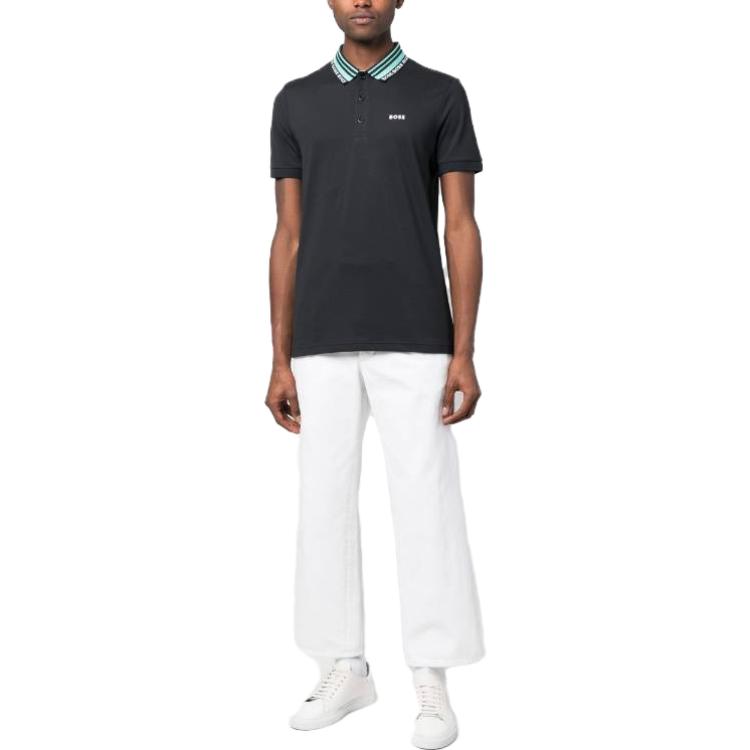 HUGO BOSS Polo Shirts Men's Blue Polo Collar Moderate Straight Fit 50488270-402