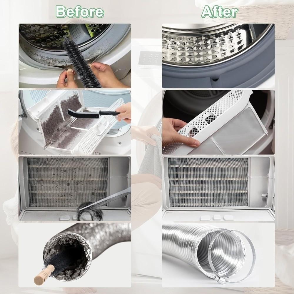 5PCS Universal Dryer Vent Cleaner Kit Vacuum Hose Attachment Compatible Most Vacuum Cleaners